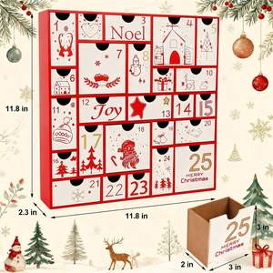 <b>Red</b> Wooden Advent Calendar 2025, 11.8" with 25 Storage Drawers, Christmas Countdown Calendar for Holiday Decoration - Product Image 2