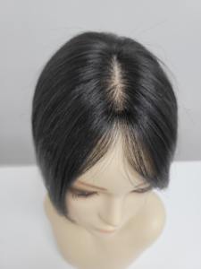 Perruque toupet à clipser en cheveux humains lisses mi-longs de 8 pouces, nouée à la main, de qualité supérieure, légère, couleurs naturelles, WIGTS, bonnet respirant - Product Image 2