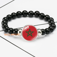 Bracelet perlé élastique noir drapeau du Liban, accessoire patriotique tendance pour hommes et femmes, best-seller