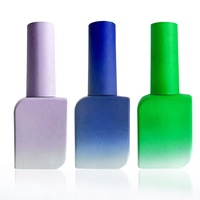 Flacon de vernis à ongles en gel UV bleu rose, design tendance, en verre, 15 ml, flacon vide pour vernis à ongles en gel