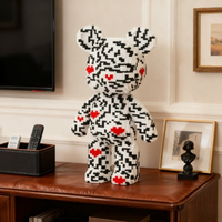 Ensemble de blocs de construction en plastique en forme de cœur d'animal, ours en peluche, à assembler soi-même, ornements tendance pour cadeau