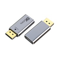 Adaptateur USB-C femelle vers DP mâle portable 8K 60Hz unidirectionnel en alliage d'aluminium Plug and Play pour TV, ordinateur portable, moniteur