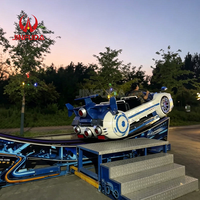 Manège Électrique Voiture Volante Lune, Simulateur de Conduite sur Piste Courbe, Machine à Balançoire pour Parcs et Centres Commerciaux, Idéal pour la Location Commerciale