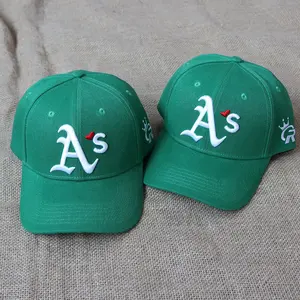 Moda popolare ricamo personalizzato colore verde foresta 6 pannelli cappello sportivo berretto da Baseball Unisex Logo personalizzato ricamato A S Caps