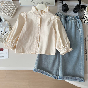 Nuovo Set estivo a tre pezzi da ragazza gilet in Denim da principessa stile coreano camicia alla moda per bambini Boutique per la primavera estate - Product Image 4
