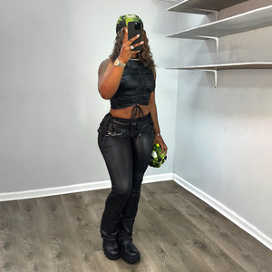OuYaan 2025 <span class=keywords><strong>Abbigliamento</strong></span> Donna all'<span class=keywords><strong>Ingrosso</strong></span> Nuovi Design Sexy e alla Moda Completo Due Pezzi con Pantaloni - Product Image 4