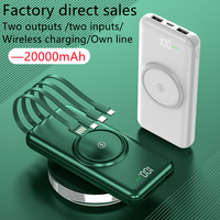 Batterie externe portable ultra-mince 20000 mAh Li-Polymère à charge rapide, avec affichage LED, sortie 15W, prise UK, design compact et charge sans fil