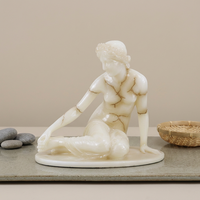 Sculpture en résine de femme assise de style grec Tuohuangniu, bleu et marron, figurine d'art moderne de luxe pour la maison/le bureau/l'hôtel/la salle d'exposition