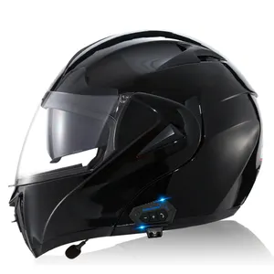 Helm Motor Full Face Sepeda Motor, Helm Gigi Biru Cerah Hitam Transparan Cermin Visor Sepeda Motor Tersertifikasi