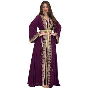 Robes de fête pour femmes musulmanes pour l'Aïd, ensemble de 2 pièces, broderie, robe longue arabe, Ramadan, Abayas de Dubaï, Kaftan islamique, robe musulmane pour femmes - Product Image 5
