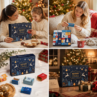 Cajas de Regalo Magnéticas con Temática Navideña al por Mayor, Logotipo Personalizado, Cartón Kraft Biodegradable y Reciclable, Laminación Brillante