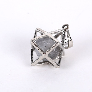 Colgante de cristal natural de Merca, Estrella hexagonal tridimensional, gran satélite - Product Image 6