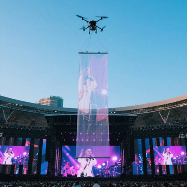 Custom Outdoor Drone Flying Led Display Screen Magic Carpet Flexible Transparent Led Display for  Group Activities Celebratory