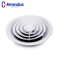 Diffuseur de plafond rond ZENGO CD-RA, conduit en spirale, ventilation de climatisation, aluminium, couvercles de ventilation réglables, amortisseur
