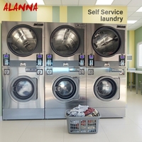 Lavadora y Secadora Comercial Apilable de 12 kg, Operada con Monedas, de Acero Inoxidable, Doble Apilamiento, para Lavandería