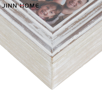 Boîte de rangement photo en bois vieilli blanchi avec cadre – Organisateur de souvenirs, de bijoux et de photos pour la famille et les mariages – Cadeau