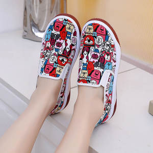 Baskets plates en toile à imprimé dessin animé Wanlian pour femme, chaussures de loisirs à enfiler, bouche peu profonde, semelle en caoutchouc, semelle intermédiaire en EVA - Product Image 3