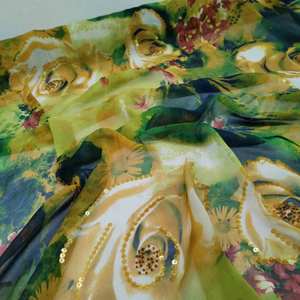 قماش حرير تُل مطرز بالترتر ثلاثي الأبعاد لفساتين السهرة والزفاف والعبايات والثوب السوداني الفاخر للنساء - Product Image 4