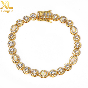 Hip-Hop Round Bead Crystal Chain Men's Zircon <b>Bracelet</b> - Product Image 3
