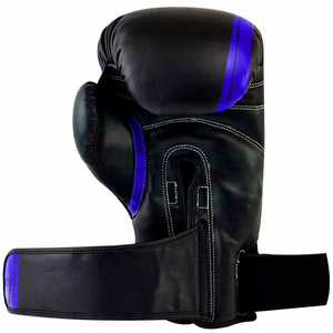 Guantes de Boxeo MMA Negros y Azules con Cierre, Absorción de Humedad y Correa de Muñeca Ajustable para Entrenamiento de Adultos - Product Image 3