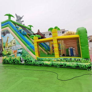 Commercial grade safari <b>bounce</b> house combo bouncer toboggan gonflable giant inflatable jungle bouncy <b>castle</b> slide - Product Image 3