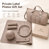 Set de Regalo de Pilates de Marca Privada FLOWA con Esterilla de Yoga, Mancuernas de Silicona, Bandas Elásticas y Bolsa de Transporte, Kit de Fitness Personalizado para Marcas