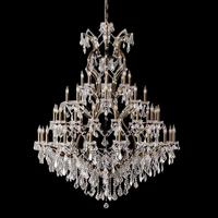Lustre suspendu LED personnalisé de luxe en laiton couleur laiton à 48 têtes avec cristaux pour mariages, fêtes, hôtels, banquets, restaurants et salles d'événements