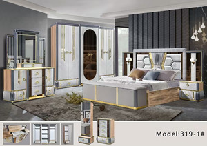 Juego de muebles de dormitorio de lujo moderno con marco de madera para el hogar completo - Product Image 5