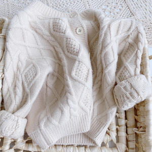 Abbigliamento Invernale per Bambini Cardigan per Bambine Piccole Maglione Beige Tinta Unita Casual 2043AWY01033 - Product Image 4