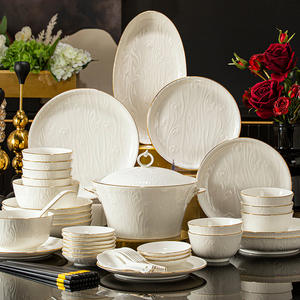 Ensemble de vaisselle en céramique de golf dorée en porcelaine avec bol Phnom Penh et assiette pour soupe, dîner et <span class=keywords><strong>café</strong></span> - Product Image 1