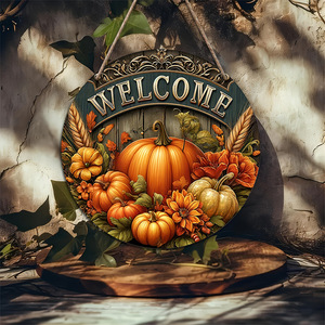 Panneau en bois de bienvenue pour Thanksgiving avec ornement suspendu en corde pour portes, fenêtres, murs, porches et Fête de la Moisson - Product Image 3
