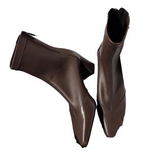 If Dan Original 2023 Nuovi Stivaletti da <span class=keywords><strong>Donna</strong></span> con Tacco Alto Robusto <span class=keywords><strong>in</strong></span> Morbida <span class=keywords><strong>Pelle</strong></span>, Stivali Elasticizzati Sottili di Carattere con Tacco Alto - Product Image 5