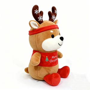 Customized <b>Christmas</b> Reindeer Plush Toy, Cute Sitting Stuffed Animal with Snowflake, Antlers & "Merry <b>Christmas</b>" <b>Shirt</b> - Product Image 4