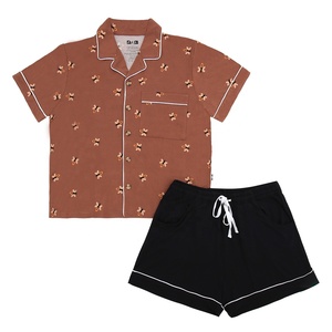 Set di pigiama in bambù Extra morbido e traspirante per uomo donna abbigliamento da notte elastico per <span class=keywords><strong>la</strong></span> casa usa <span class=keywords><strong>la</strong></span> nuova collezione estiva - Product Image 1