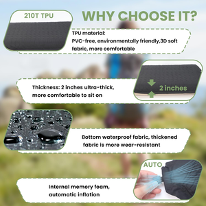 Portatile auto-gonfiante sedile stadio Memory Foam Backpacking sport campeggio all'aperto terreno roccioso <span class=keywords><strong>a</strong></span> prova di umidità Pad tipo terreno roccioso - Product Image 6