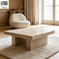 Table basse moderne en travertin avec un design rectangulaire simple, fabriquée à la main et décorative, durable, écologique, meubles de salon