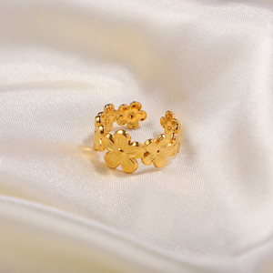 <span class=keywords><strong>Anillo</strong></span> Ajustable de Acero Inoxidable con Flor, Chapado en Oro de <span class=keywords><strong>18k</strong></span>, Resistente al Agua, para Mujer, Regalo de Boda, Joyería Exquisita - Product Image 6