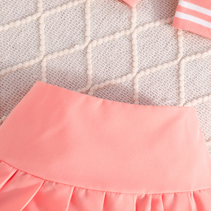 ชุดเจ้าหญิงเด็กผู้หญิงขายดีประจำฤดูใบไม้ร่วง/ฤดูใบไม้ผลิ ดีไซน์สีสันสวยงาม เสื้อโค้ทแขนยาวปักตัวอักษร + กระโปรงจีบผ้าขนสัตว์ - Product Image 5