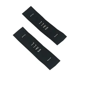 让您的标志独特定制黑色背景白色标志编织标签末端折叠服装标签