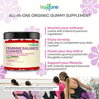 Gummies Équilibre Féminin Marque Blanche OEM – Bien-être Adulte Femme : Probiotiques, D-Mannose, Canneberge, Myo-Inositol, Soutien Hormonal