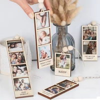 Marco de Fotos Creativo de Madera Ecológico con Múltiples Compartimentos y Imán para Refrigerador, Diseño Mini DIY Simple para Regalo