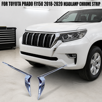 Bande de garniture chromée pour phare avant Toyota Prado Fj150 2018 2019 2020, moulure décorative d'angle de phare avant, paire