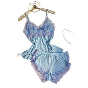 SMOOTH Comfortable Short Pajamas <strong>Lace</strong> Trim Sexy <strong>Cami</strong> <strong>Top</strong> with Shorts New Arrival - Product Image 5