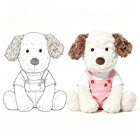 En gros, Jouet en peluche chien chiot marron aux oreilles bouclées, avec chemise blanche et salopette, design personnalisé, cadeau décoratif
