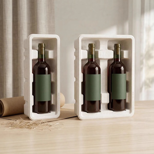 Biodegradable Sugarcane Pulp Wine Tray Food Grade Eco Friendly Bordeaux Bottle Shockproof <b>Packaging</b> - Product Image 1