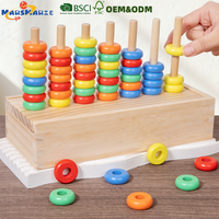 Jeu d'empilage en bois Montessori, anneaux colorés, jeu de lancer, boulier numérique, comptage des perles, jouet éducatif pour l'apprentissage des mathématiques pour enfants