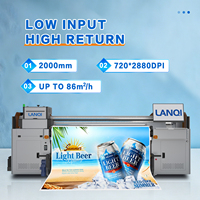 Impresora UV Híbrida LANQI de 2000 mm, Impresora Epson para Pequeñas Empresas, Cajas de Luz, Películas Suaves, Señalización, Exhibición Comercial