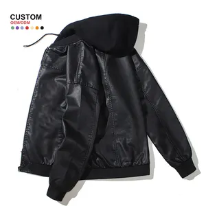 Jaqueta de couro OEM com design personalizado masculino vintage causal roupa de primavera jaqueta de couro PU com bolso para motociclista