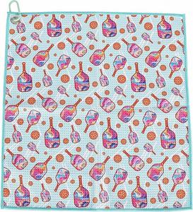 Serviette de pickleball personnalisée, nom ou texte brodé sur mesure avec motif de raquette de pickleball, cadeau pour les joueurs et les entraîneurs de pickleball - Product Image 1