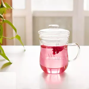 गर्मी प्रतिरोधी गिलास मग के लिए ग्लास infuser के साथ फूल चाय, कांच प्याली